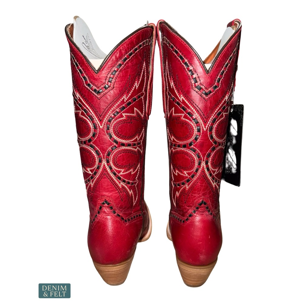 NEW Dan Post Mesa Tall Red Leather Snip Toe Western Cowboy Boots Size 8 - Picture 13 of 15